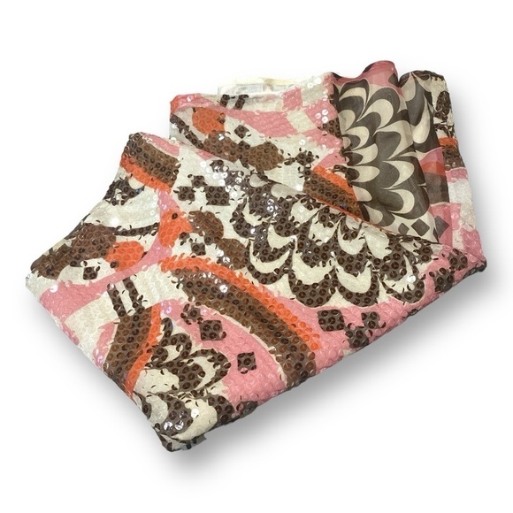 PAOLA FRANI Vintage Sequined Floral Geometric Italian Silk Pencil Skirt … - Picture 12 of 12